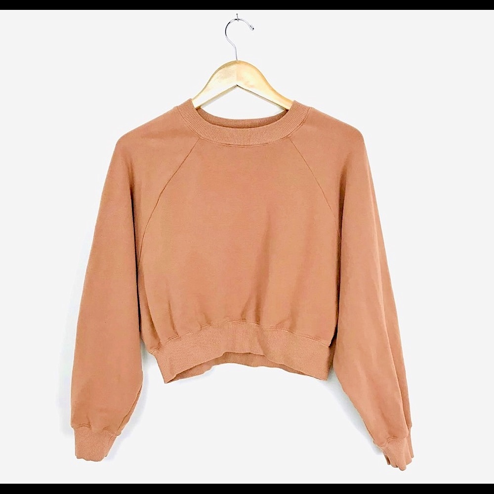 NIA || Crew Neck Cropped Sweatshirt in Copper - SZ Small